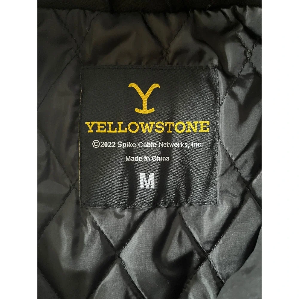 Yellowstone Dutton Ranch Mens Black Embroidered Quilted Zip Vest Medium NWT